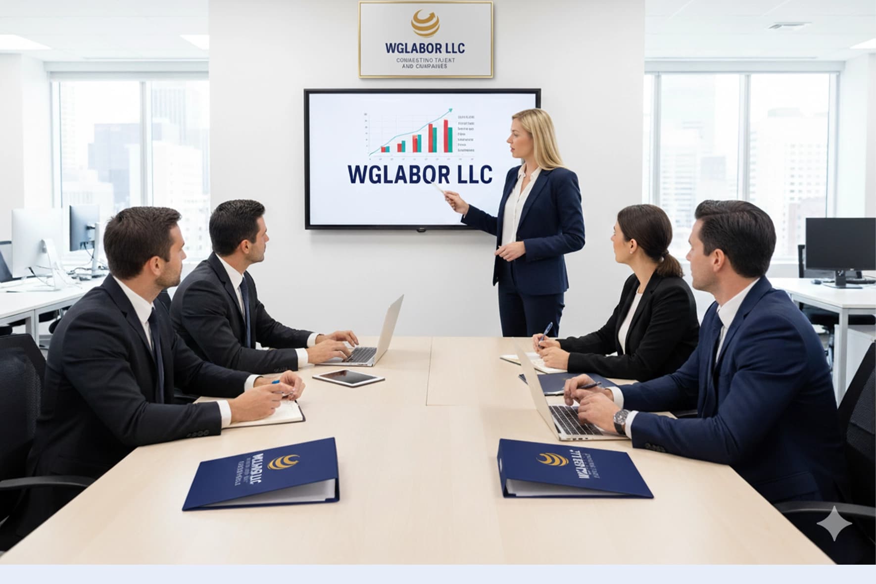 Equipo de WG Labor colaborando en una reunión de estrategia